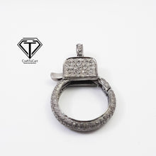 Load image into Gallery viewer, Pave Diamond Lobster, 925 Sterling Silver Handmade Lock, Pave Diamond Clasp, Diamond Latest Clasp
