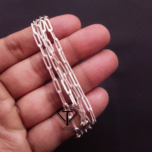 925 Sterling Silver Paperclip Chain, Minimalist Chain - CraftToCart