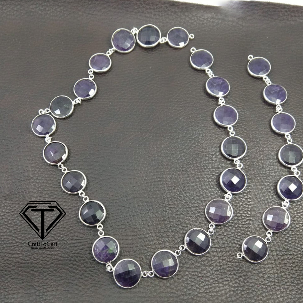 925 Sterling Silver Amethyst Chain, Amethyst Chain Necklace