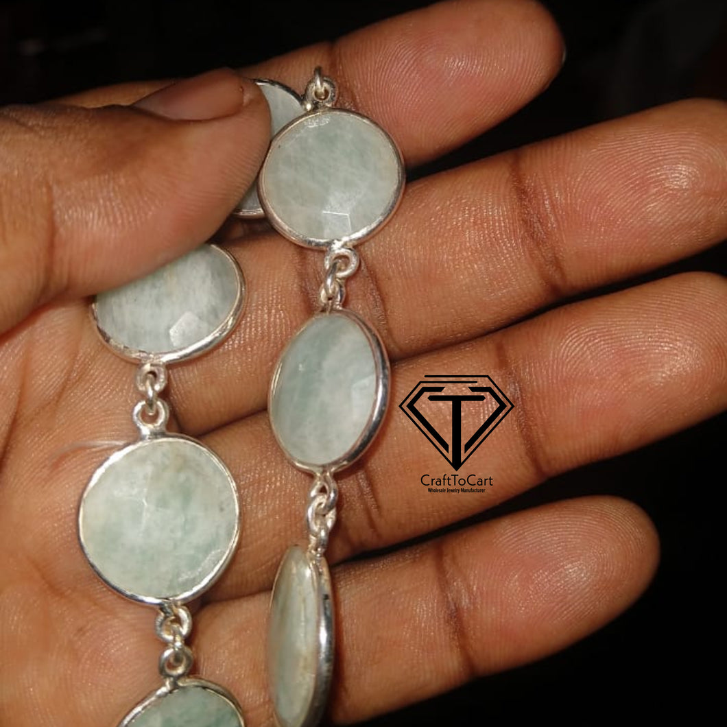 925 Sterling Silver Amazonite Chain, Amazonite Chain Necklace