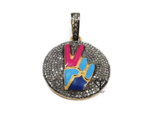 Load image into Gallery viewer, Pave Diamond Victory Round Enamel Pendant - CraftToCart
