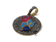 Load image into Gallery viewer, Pave Diamond Victory Round Enamel Pendant - CraftToCart
