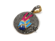 Load image into Gallery viewer, Pave Diamond Victory Round Enamel Pendant - CraftToCart
