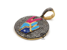 Load image into Gallery viewer, Pave Diamond Victory Round Enamel Pendant - CraftToCart
