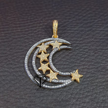 Load image into Gallery viewer, Pave Diamond Moon Star Pendant - CraftToCart
