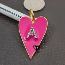 Load image into Gallery viewer, Pave Diamond Heart Enamel Initial Pendant - CraftToCart
