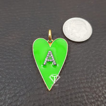 Load image into Gallery viewer, Pave Diamond Heart Enamel Initial Pendant - CraftToCart
