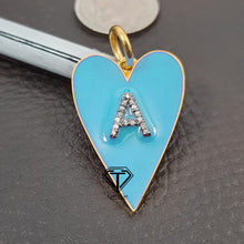 Load image into Gallery viewer, Pave Diamond Heart Enamel Initial Pendant - CraftToCart
