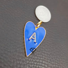 Load image into Gallery viewer, Pave Diamond Heart Enamel Initial Pendant - CraftToCart
