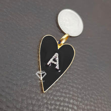 Load image into Gallery viewer, Pave Diamond Heart Enamel Initial Pendant - CraftToCart
