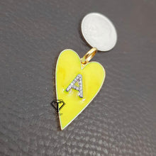 Load image into Gallery viewer, Pave Diamond Heart Enamel Initial Pendant - CraftToCart
