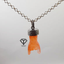 Load image into Gallery viewer, Pave Diamond Rock Hand Sign Quartz Pendant - CraftToCart
