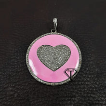 Load image into Gallery viewer, Pave Diamond Round Heart Enamel Pendant - CraftToCart
