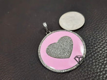 Load image into Gallery viewer, Pave Diamond Round Heart Enamel Pendant - CraftToCart
