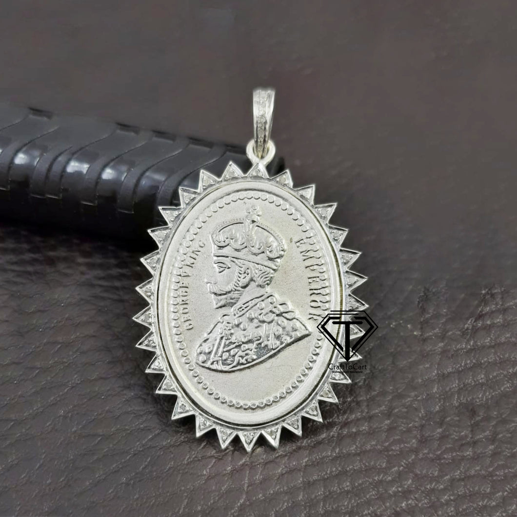 Pave Diamond King George V Pendant - CraftToCart