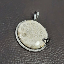 Load image into Gallery viewer, Pave Diamond Natural Fossil Coral Pendant - CraftToCart
