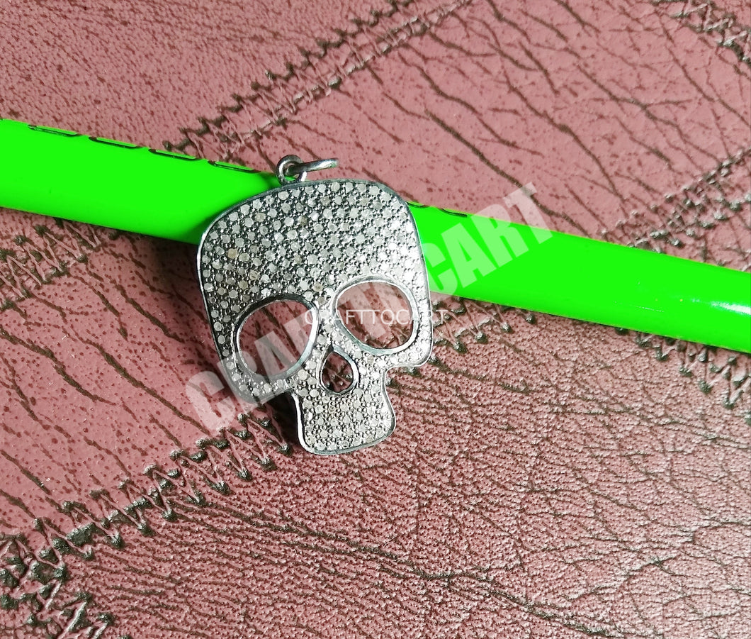 Pave Diamond Skull Charm Pendant - CraftToCart