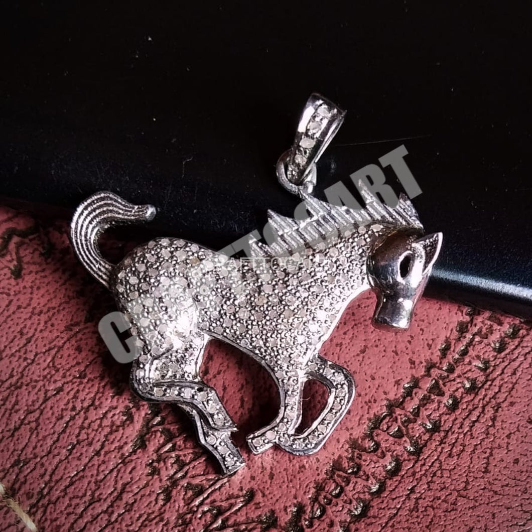 Pave Diamond Running Horse Pendant - CraftToCart