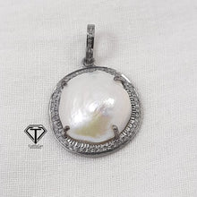 Load image into Gallery viewer, Pave Diamond Pearl Pendant
