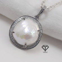 Load image into Gallery viewer, Pave Diamond Pearl Pendant
