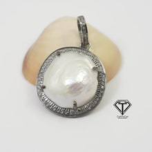 Load image into Gallery viewer, Pave Diamond Pearl Pendant
