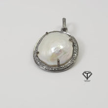 Load image into Gallery viewer, Pave Diamond Pearl Pendant
