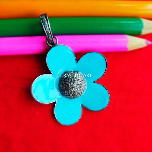 Pave Diamond Enamel Flower Pendant - CraftToCart