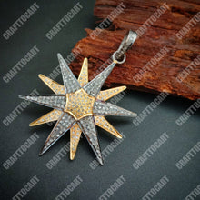 Load image into Gallery viewer, Pave Diamond Two Tone Sunburst Pendant - CraftToCart
