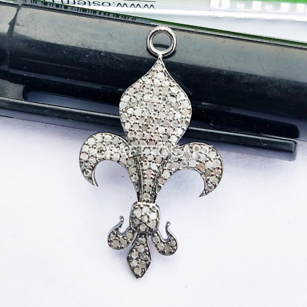 Pave Diamond Fleur De Lis Pendant - CraftToCart