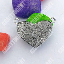 Load image into Gallery viewer, Pave Diamond Heart Connector Pendant - CraftToCart
