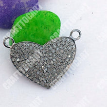 Load image into Gallery viewer, Pave Diamond Heart Connector Pendant - CraftToCart
