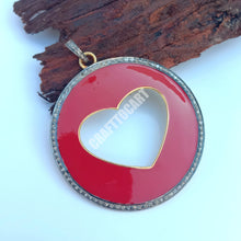 Load image into Gallery viewer, Pave Diamond Heart Enamel Pendant - CraftToCart
