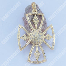 Load image into Gallery viewer, Pave Diamond Flower Shape Cross pendant - CraftToCart
