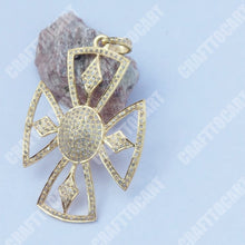 Load image into Gallery viewer, Pave Diamond Flower Shape Cross pendant - CraftToCart
