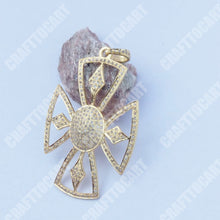 Load image into Gallery viewer, Pave Diamond Flower Shape Cross pendant - CraftToCart
