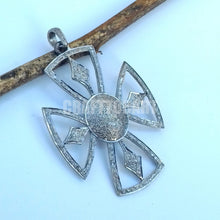 Load image into Gallery viewer, Pave Diamond Flower Shape Cross pendant - CraftToCart
