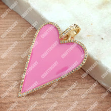 Load image into Gallery viewer, Pave Diamond Enamel Heart Pendant - CraftToCart
