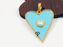 Load image into Gallery viewer, Pave Diamond Enamel Polki Heart  Pendant, Heart Pendant, Love Pendant - CraftToCart
