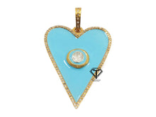 Load image into Gallery viewer, Pave Diamond Enamel Polki Heart  Pendant, Heart Pendant, Love Pendant - CraftToCart
