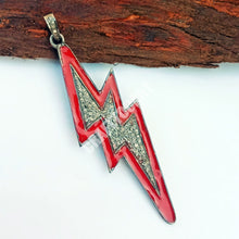 Load image into Gallery viewer, Pave Diamond Enamel Lighting Thunder Pendant - CraftToCart
