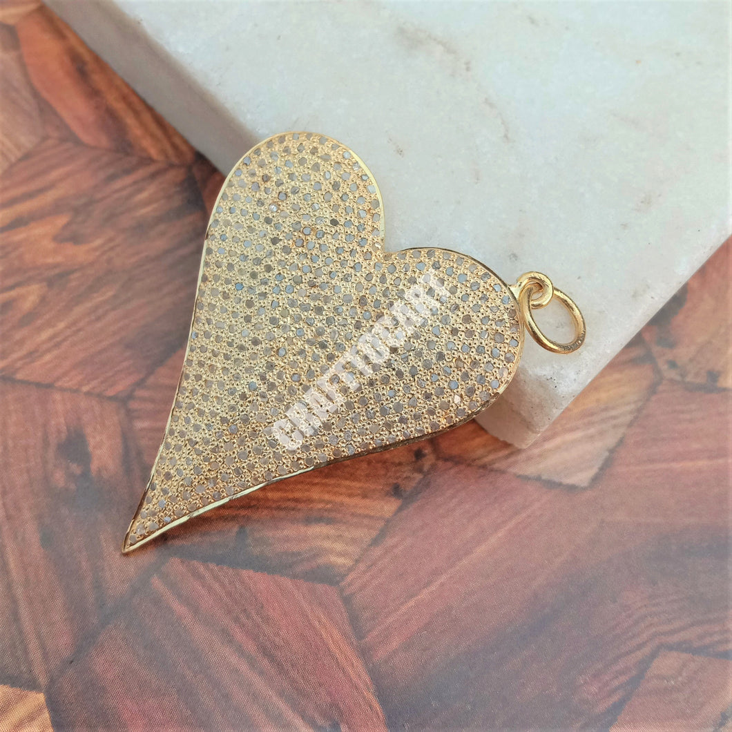 Pave Diamond Heart Pendant, Diamond Pendant, Christmas Gift - CraftToCart