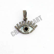 Load image into Gallery viewer, Pave Diamond Enamel Evil Eye Pendant, Sterling Silver 925 Jewelry - CraftToCart
