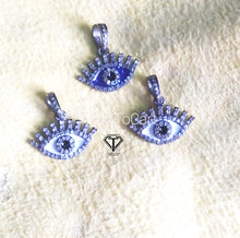 Load image into Gallery viewer, Pave Diamond Enamel Evil Eye Pendant, Sterling Silver 925 Jewelry - CraftToCart
