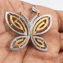 Load image into Gallery viewer, Pave Diamond Butterfly Pendant, 925 Sterling Silver Pendant - CraftToCart
