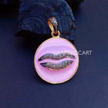 Load image into Gallery viewer, Personalized Gift, Pave Diamond Lips Enamel Charm Pendant - CraftToCart
