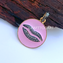 Load image into Gallery viewer, Personalized Gift, Pave Diamond Lips Enamel Charm Pendant - CraftToCart
