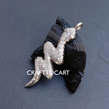 Load image into Gallery viewer, Pave Diamond Snake Charm Pendant, Pave Diamond Jewelry - CraftToCart
