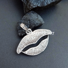 Load image into Gallery viewer, Pave Diamond Lips Charm Pendant, Pave Diamond Jewelry - CraftToCart
