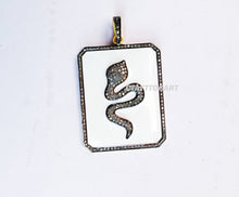 Load image into Gallery viewer, Personalized Gift Pave Diamond Square Snake Enamel Charm Pendant - CraftToCart
