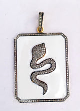 Load image into Gallery viewer, Personalized Gift Pave Diamond Square Snake Enamel Charm Pendant - CraftToCart
